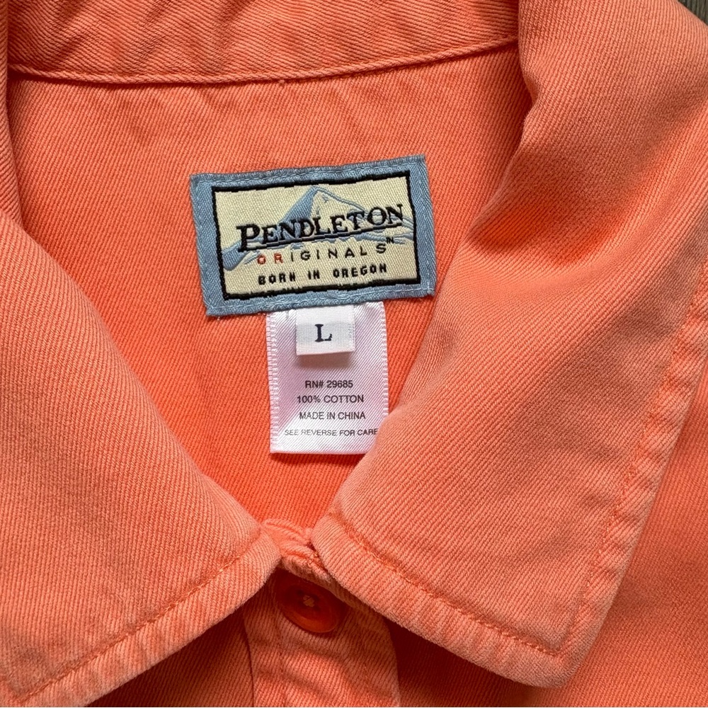 Pendleton coral cotton button down collared shirt… - image 2